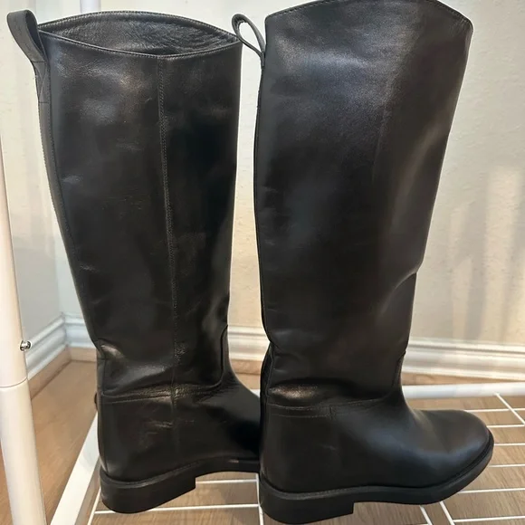 Massimo Dutti Black Leather Riding Boots - Picture 5 of 10